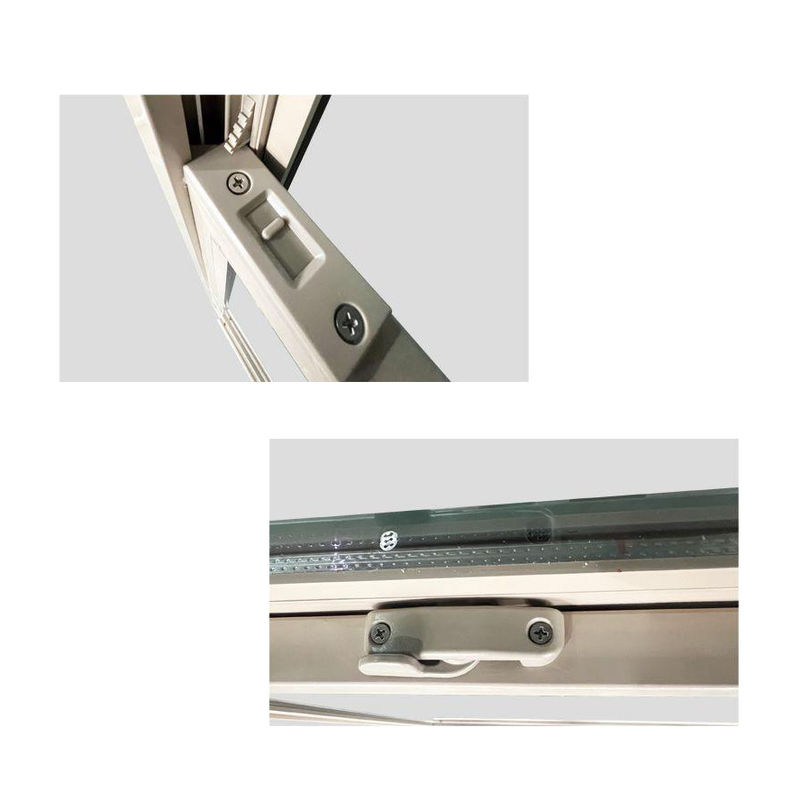 Janela pendurada e inclinada de 62 mm Branca, preta, com grelhas de PVC