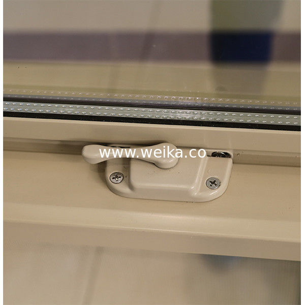 Painel inferior de PVC de vidro de baixo E, parte superior fixa, faixa de janela suspensa única, fechadura de crescente