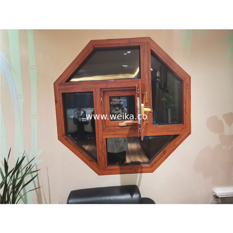 Melhor Design Octogonal Fixado de Vidro de Alto Suspensão de Alumínio de Ligação Woodgrain Windows