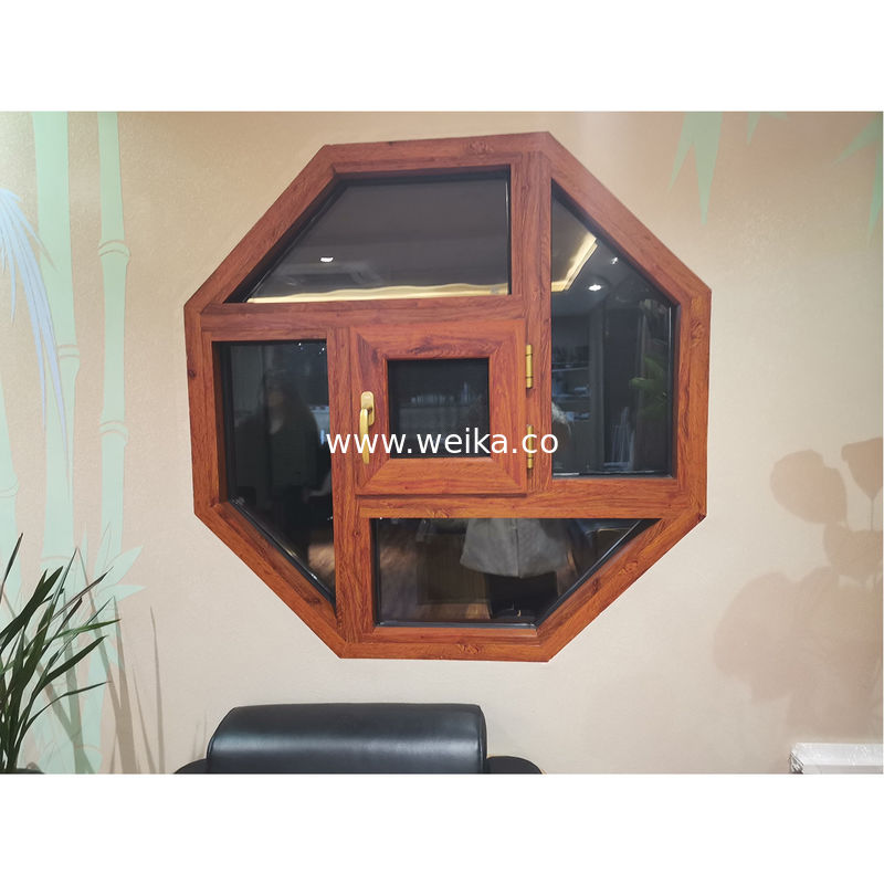 Octogonal Fixa e em cima pendurado Artistic Formado Alumínio Alloy Woodgrain Windows