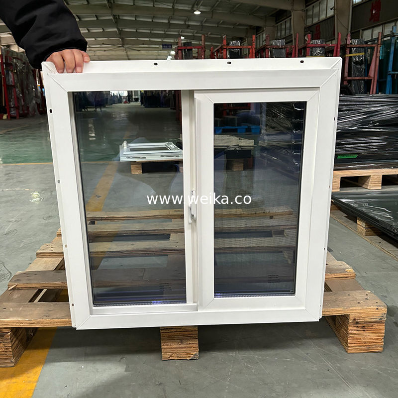 Janela deslizante de UPVC de moldura preta fina para divisórias de escritório minimalistas Janela deslizante de UPVC de vidro duplo tingido de verde para eficiência energética