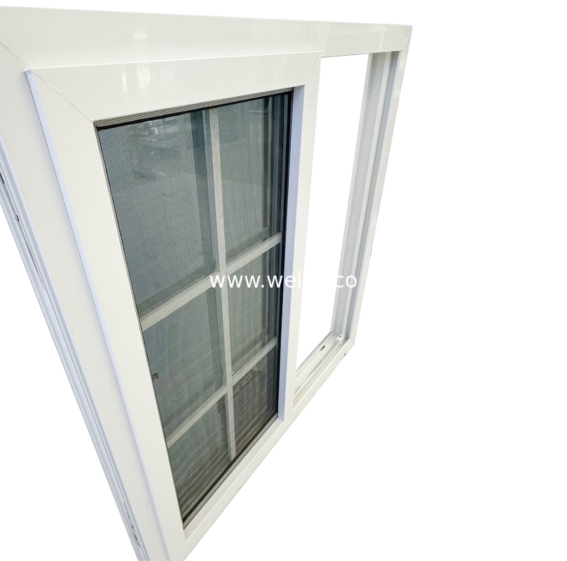 Janelas de correr em PVC convencionais com segurança Janela de correr dupla em PVC Ultra-suave de 80 mm com tela mosquiteira de fibra de vidro