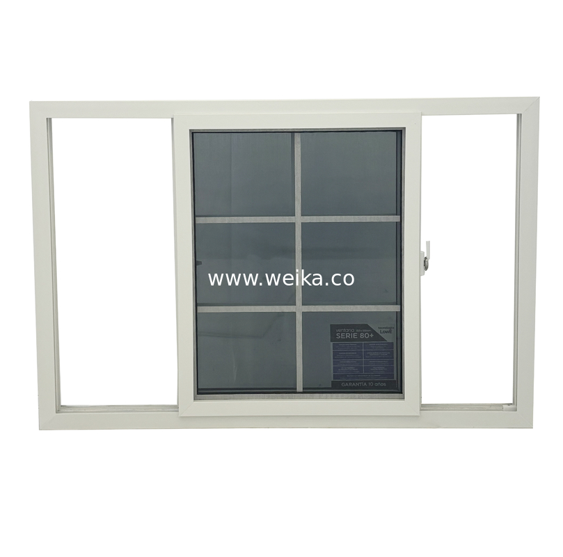 Janelas de correr em PVC convencionais com segurança Janela de correr dupla em PVC Ultra-suave de 80 mm com tela mosquiteira de fibra de vidro
