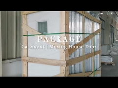 Como é que as portas com dobradiças são embaladas para serem enviadas?